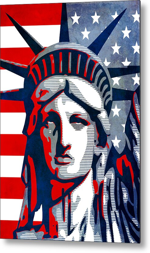 Reverse Metal Print featuring the mixed media Reversing Liberty 1 by Angelina Tamez