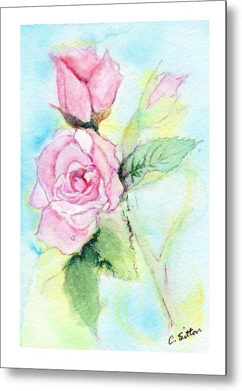 C Sitton Painting Paintings Metal Print featuring the painting Roses by C Sitton
