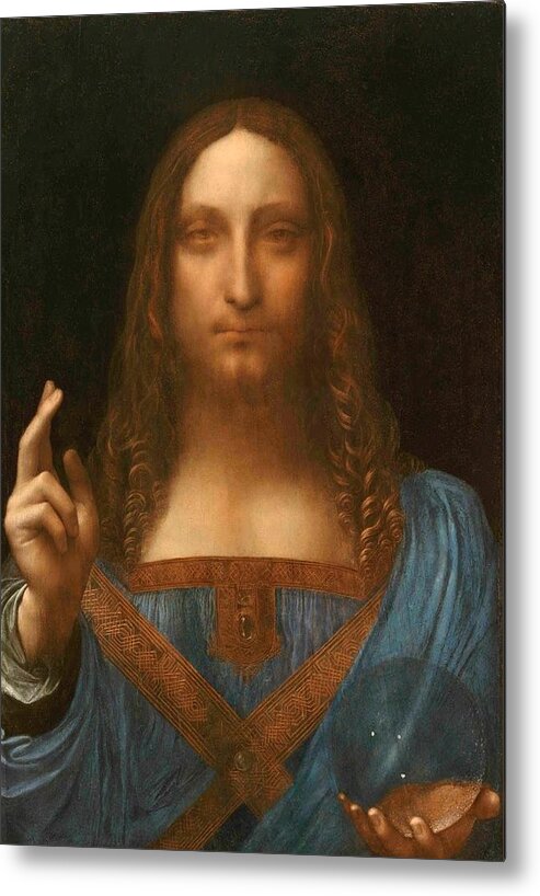 1500 Metal Print featuring the painting Salvator Mundi by Leonardo da Vinci