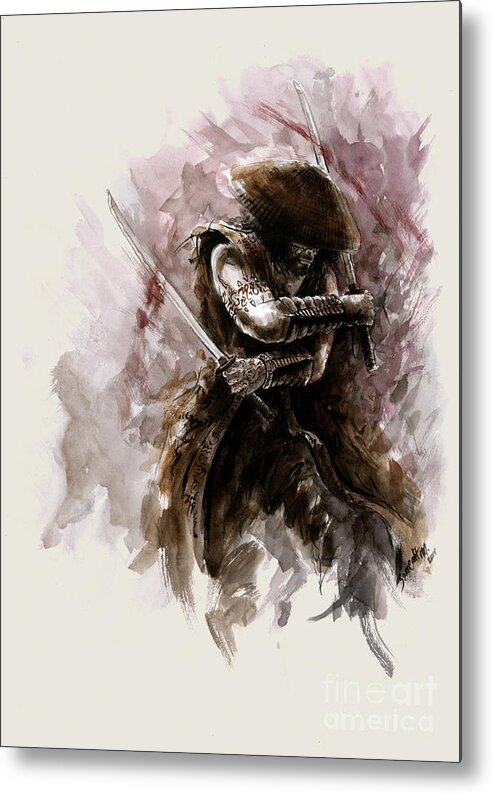 Samurai  Metal Print featuring the painting Samurai Monk by Mariusz Szmerdt