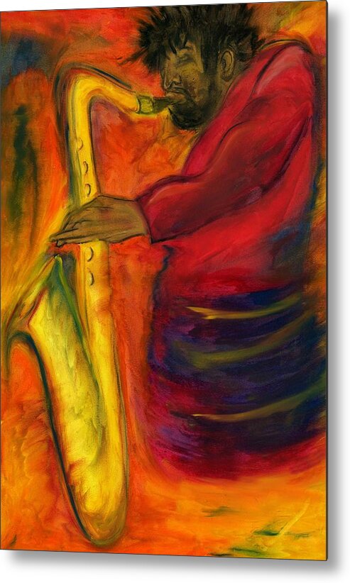 Saxaphone Metal Print featuring the pastel Saxafide by Terry Boykin