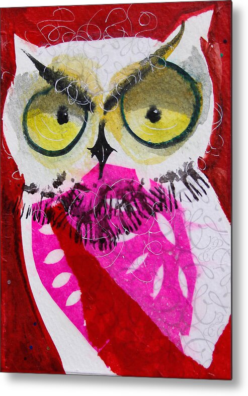  Owl Metal Print featuring the painting Scarlett by Laurel Bahe