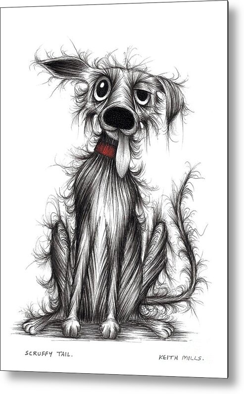 Dog Metal Print featuring the drawing Scruffy tail by Keith Mills