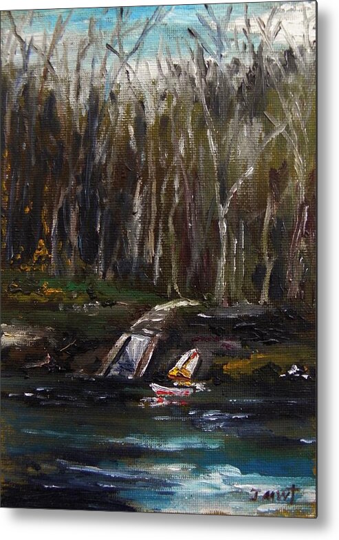Secluded Boat Launch Metal Print featuring the painting Secluded Boat Launch by John Williams