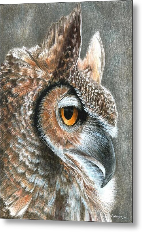 Owl Metal Print featuring the painting Sepia Owl by Carla Kurt