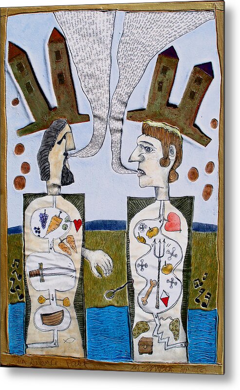 Male And Female Figures Metal Print featuring the painting Silence Past by Michael Sharber