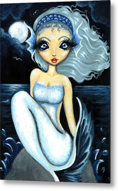 Fantasy Mermaid Metal Print featuring the painting Silver Moon by Elaina Wagner