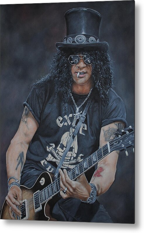 Slash Metal Print featuring the painting Slash Live by David Dunne