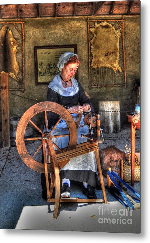 Historic Metal Print featuring the photograph Spinning Yarn by Kathy Baccari