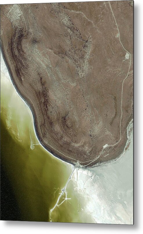 Spiral Jetty Metal Print featuring the photograph Spiral Jetty by Geoeye/science Photo Library