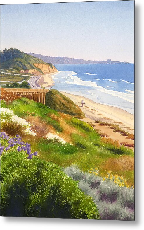 #faatoppicks Metal Print featuring the painting Spring View of Torrey Pines by Mary Helmreich