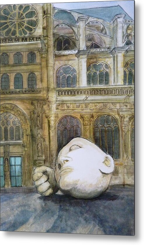 Architecture Metal Print featuring the painting St Eustache I by Henrieta Maneva