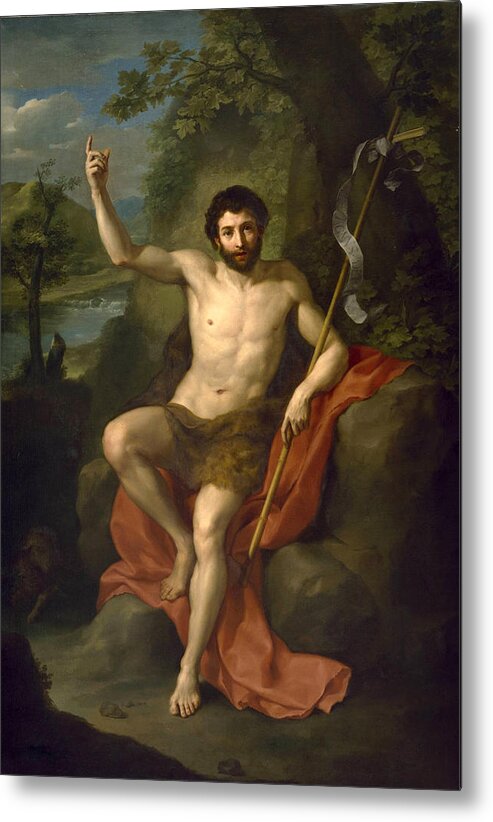 Anton Raphael Mengs Metal Print featuring the painting St John the Baptist Preaching in the Wilderness by Anton Raphael Mengs