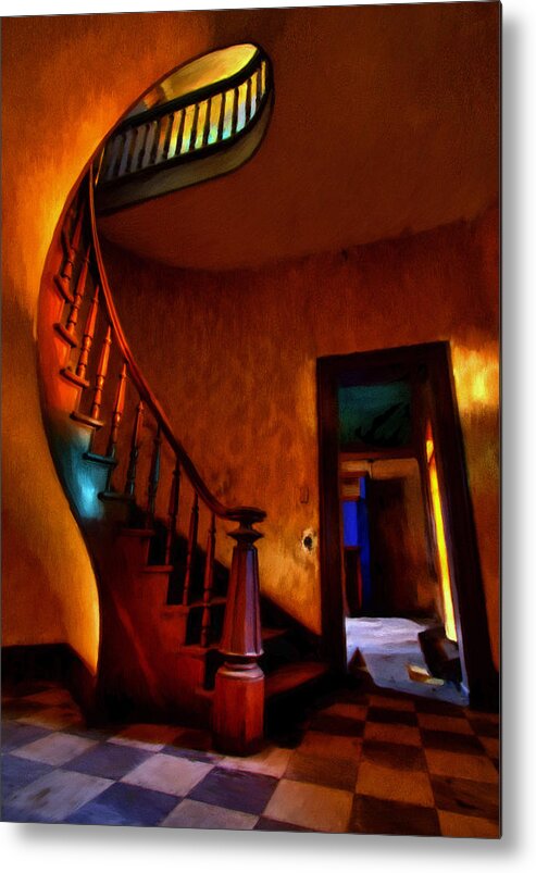 Stairs Metal Print featuring the painting Stairway to a Bent Mind by Michael Pickett