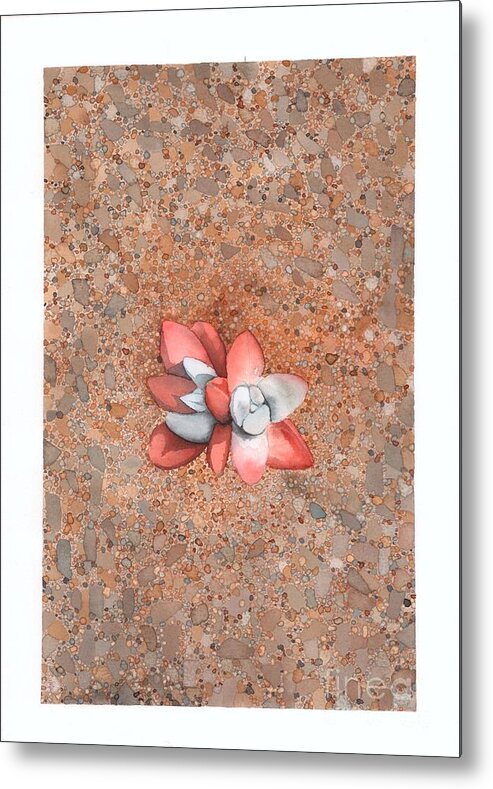Landscape Metal Print featuring the painting Succulent on the beach by Hilda Wagner