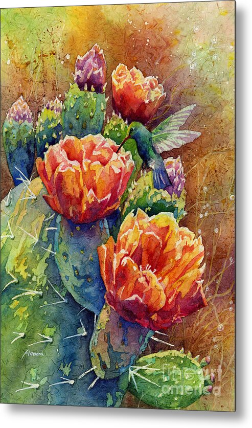 Cactus Metal Print featuring the painting Summer Hummer by Hailey E Herrera