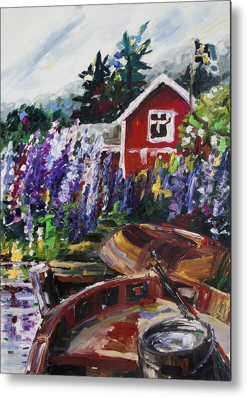 Sweden Metal Print featuring the painting Summer In Sweden by Barbara Pommerenke