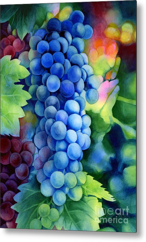 Grapes Metal Print featuring the painting Sunlit Grapes by Hailey E Herrera