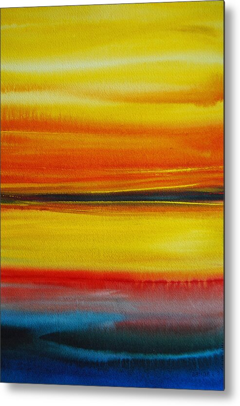 The Puget Sound Metal Print featuring the painting Sunset On The Puget Sound by Jani Freimann