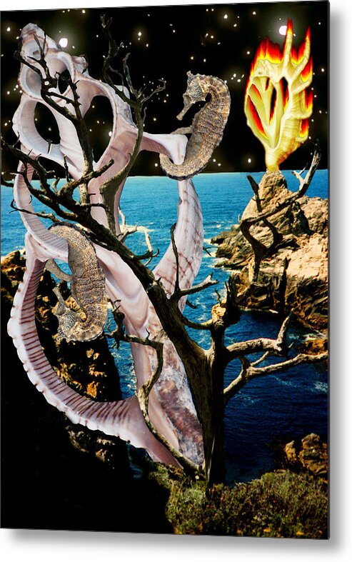 Shell Metal Print featuring the digital art Surrealist Seascape by Lisa Yount