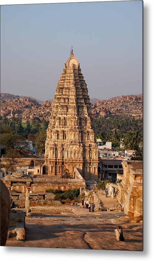 Ancient Buildings Metal Print featuring the digital art Temple at Hampi by Carol Ailles