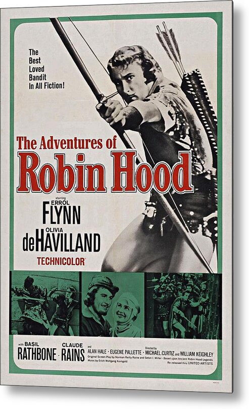 Errol Flynn Metal Print featuring the photograph The Adventures of Robin Hood B by Movie Poster Prints