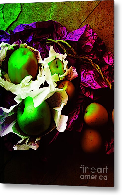 Apples Image Metal Print featuring the digital art The Forbidden Fruit II by Yael VanGruber