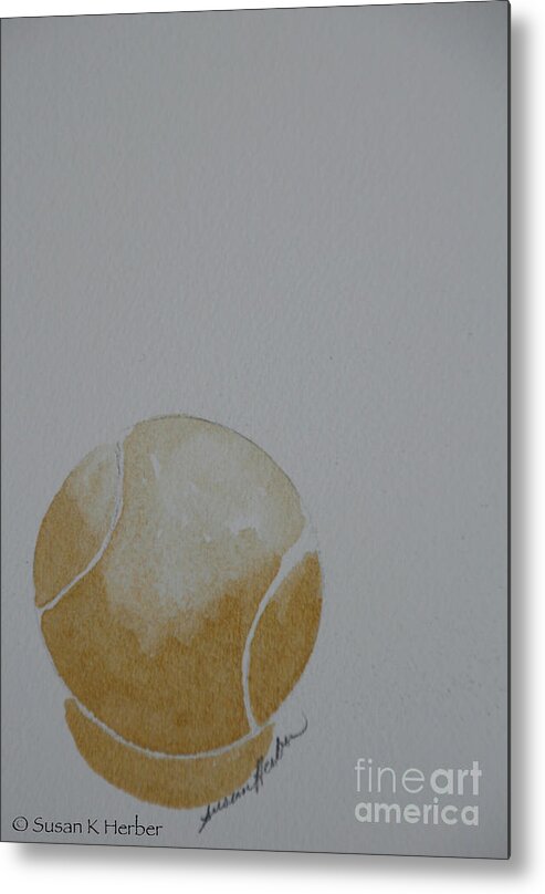 Tennis Ball Metal Print featuring the painting The Golden One by Susan Herber