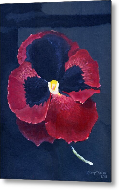 Crimson Metal Print featuring the painting The Pansy by Katherine Miller