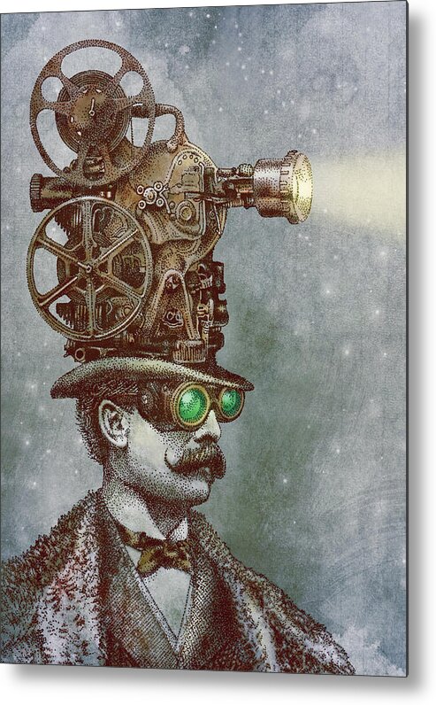 Projector Metal Print featuring the drawing The Projectionist by Eric Fan