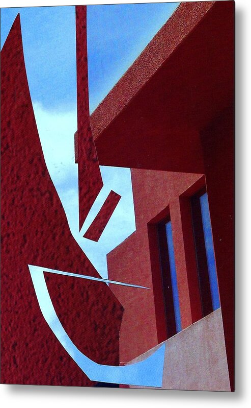 Abstract Metal Print featuring the mixed media Structure by Barbara Bennett