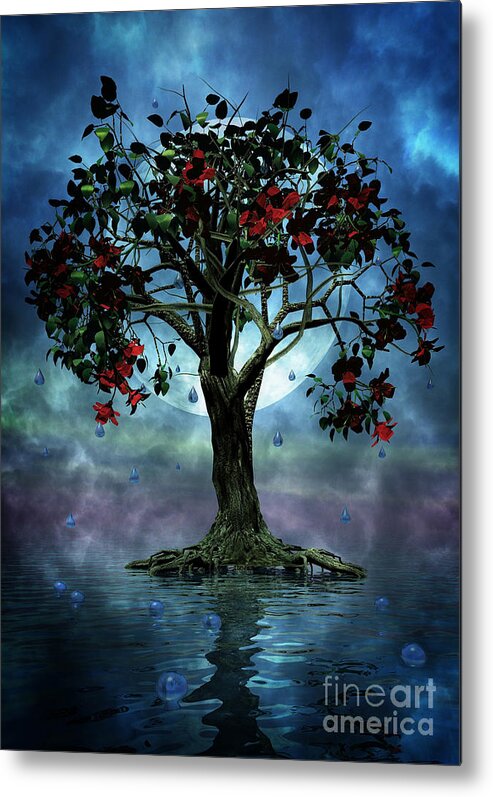 Fantasy Tree Metal Print featuring the painting The Tree that Wept a Lake of Tears by John Edwards