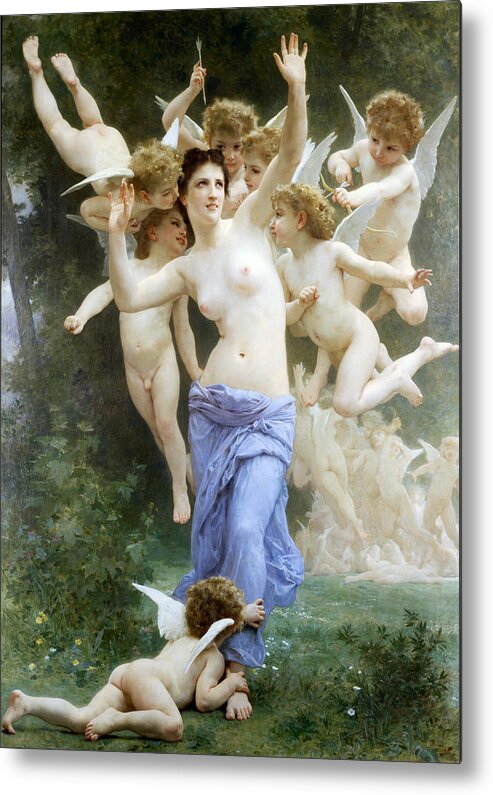 The Wasp's Nest Metal Print featuring the digital art The Wasp's Nest by William Bouguereau 