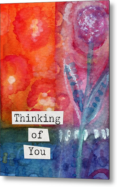 #faaAdWordsBest Metal Print featuring the painting Thinking of You Art Card by Linda Woods