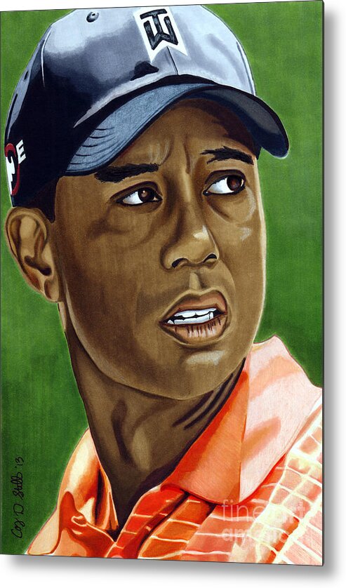 Golf Metal Print featuring the drawing Tiger by Cory Still