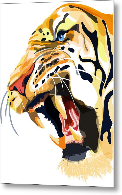Tiger Illustration Metal Print featuring the painting Tiger Roar by Sassan Filsoof
