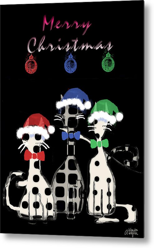 Cat Metal Print featuring the digital art Toon Cats Christmas by Arline Wagner