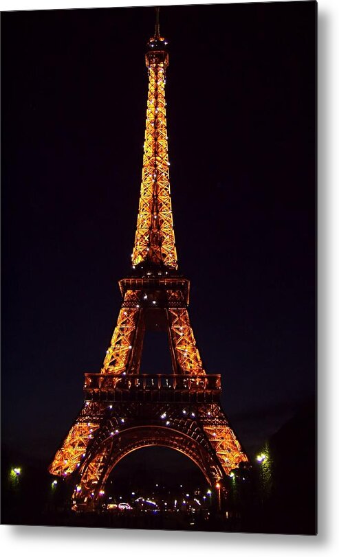 Eiffel Tower Metal Print featuring the photograph Tower at Night by Jenny Hudson
