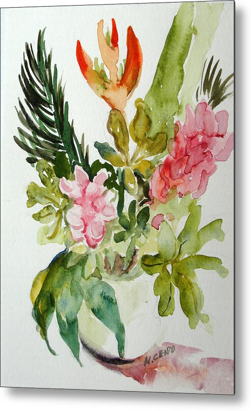 Flowers Metal Print featuring the painting Tropical Bouquet 2 by Mafalda Cento