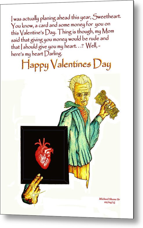 Valentines Day Metal Print featuring the painting Valentines Day Heart Card by Michael Shone SR