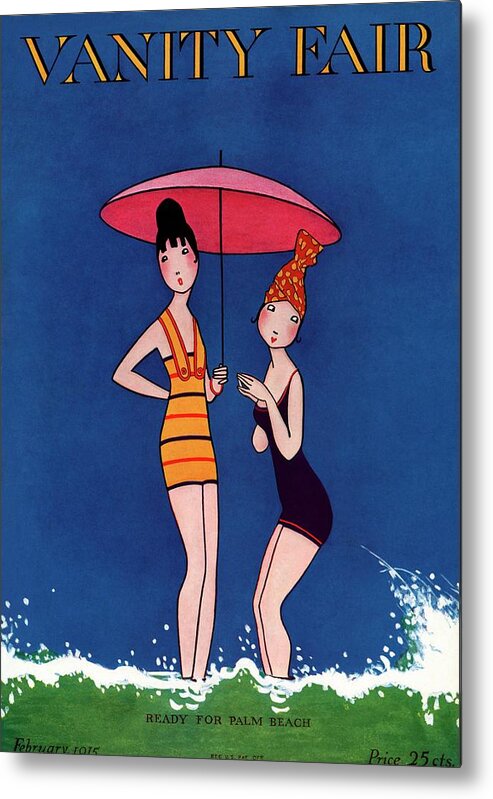 Illustration Metal Print featuring the painting Vanity Fair Cover Featuring Two Women Standing by A H Fish