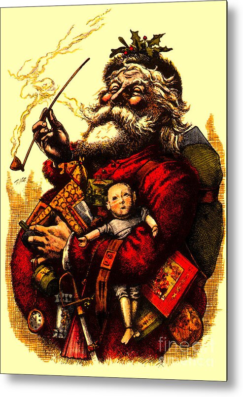 Vintage Metal Print featuring the digital art Vintage original Coca Cola Red Santa Claus Poster by Vintage Collectables