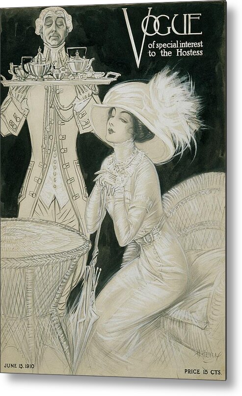 Fashion Metal Print featuring the digital art Vogue Cover Illustration Of A Valet Carrying by H. Heyer