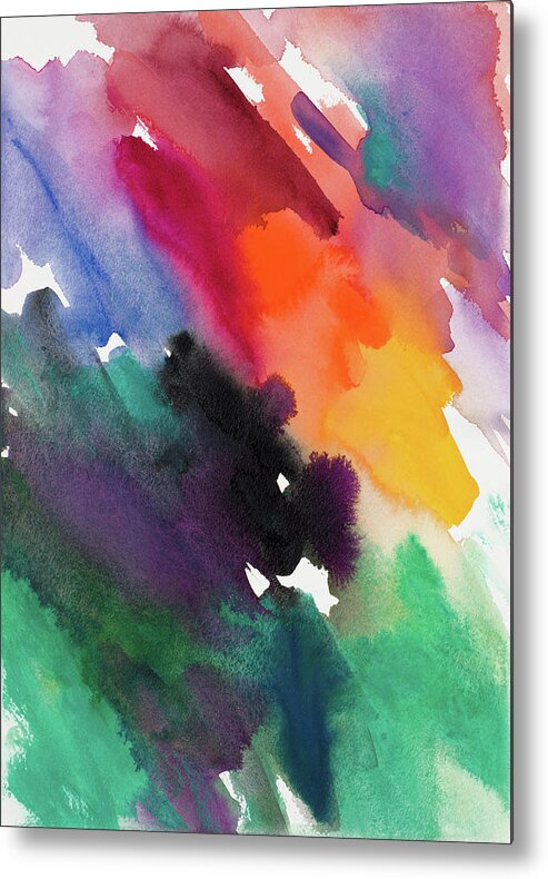 Watercolor Metal Print featuring the painting Watercolor Abstract Multicolor by Lanie Loreth