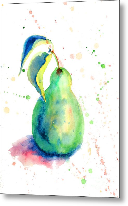 Background Metal Print featuring the painting Watercolor illustration of pear by Regina Jershova