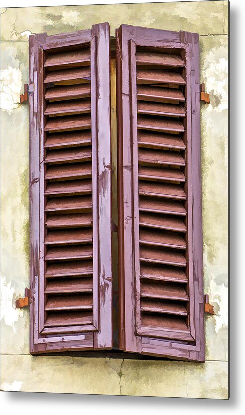 Architecture Metal Print featuring the photograph Weathered Brown Wood Shutters of Tuscany by David Letts