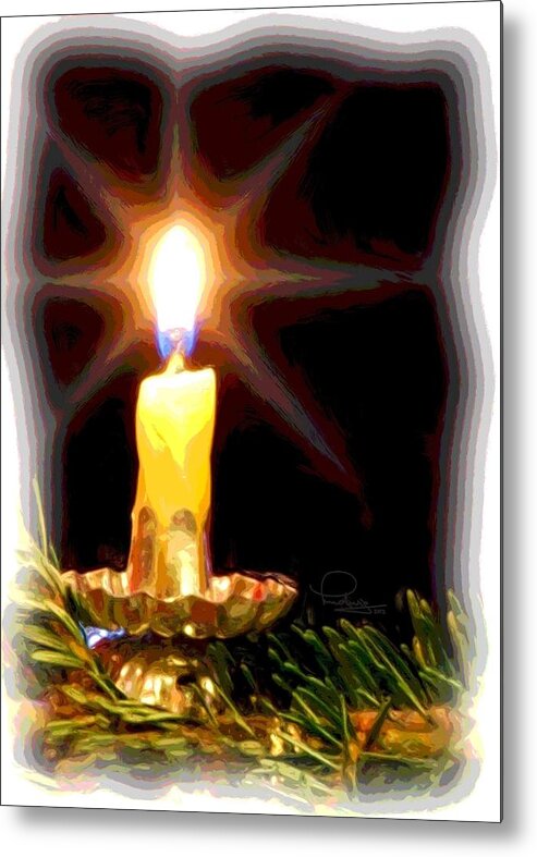 Christmas Metal Print featuring the photograph Weihnachtskerze - Christmas Candle by Ludwig Keck