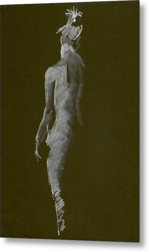 Nude Metal Print featuring the drawing White Back by Marica Ohlsson