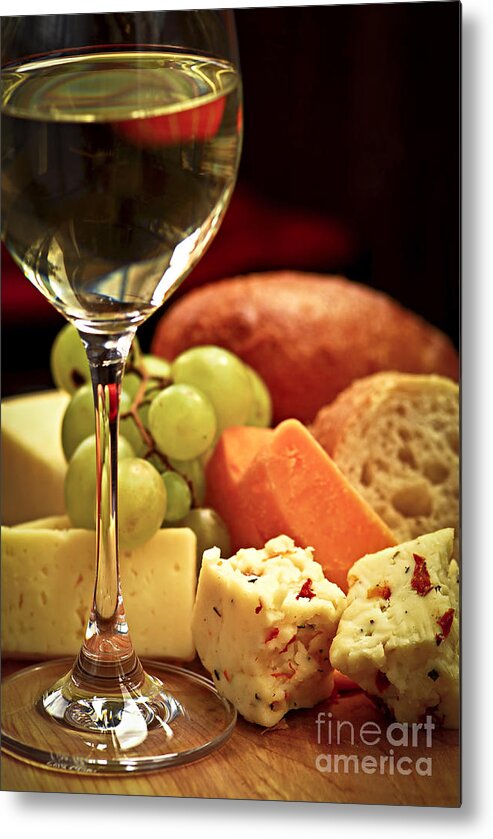 Cheese Metal Print featuring the photograph Wine and cheese 3 by Elena Elisseeva
