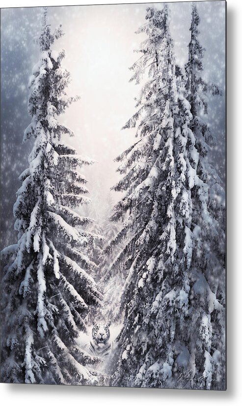 Beautiful Metal Print featuring the digital art Winter Light and Tiger by Svetlana Sewell